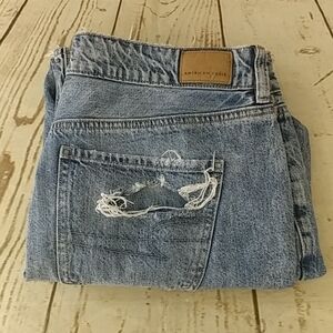American Eagle Distressed Tomgirl Button Fly Jeans Blue Size 10